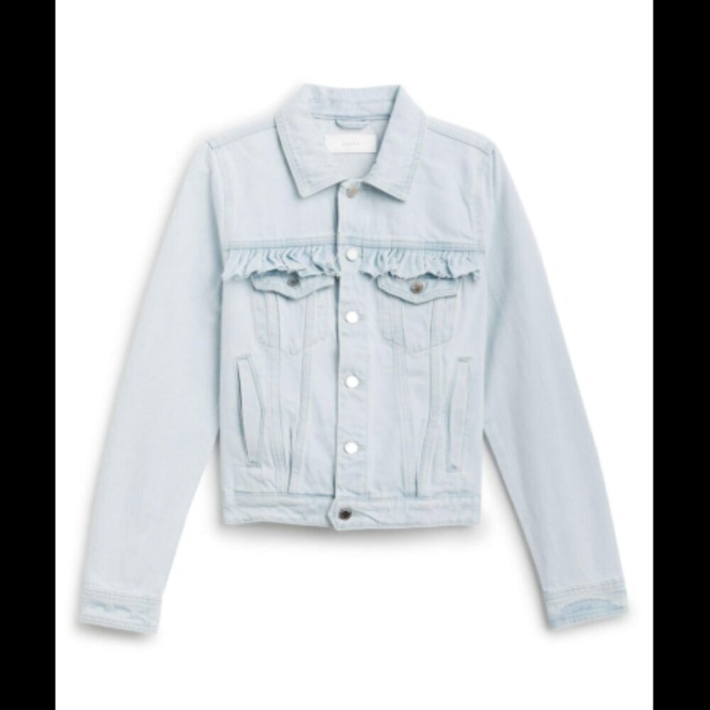 Blank NYC Light Blue Ruffle Jean Jacket Size XS Women's
